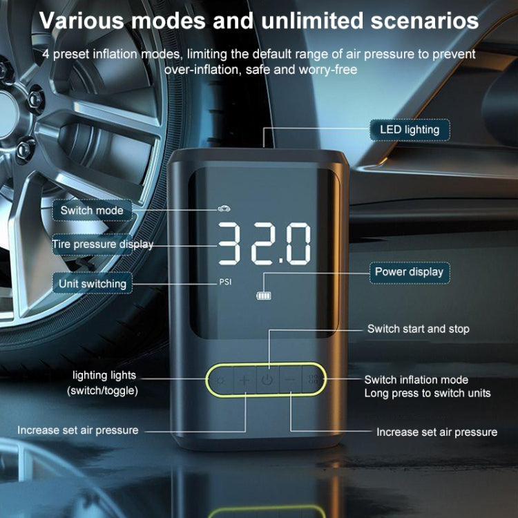 ATJ-8466 Portable Car Tire Air Pump Digital Display Wireless Electric Air Pump, Style: Dual Power