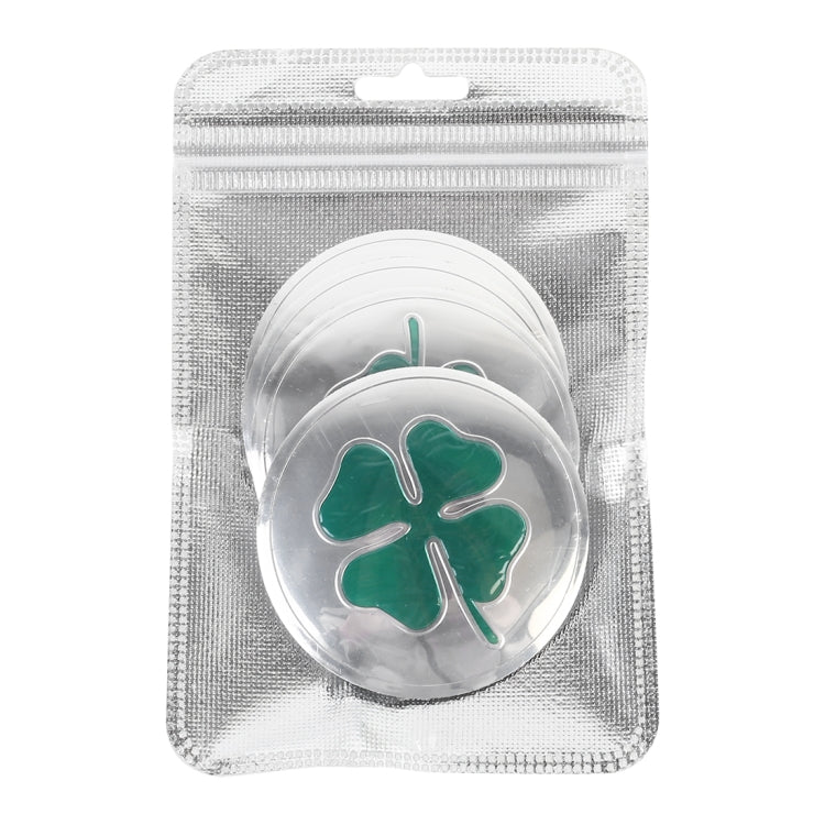 4 in 1 Car Four Leaf Clover Pattern Wheel Hub Decorative Sticker Silver, Diameter: 5.8cm