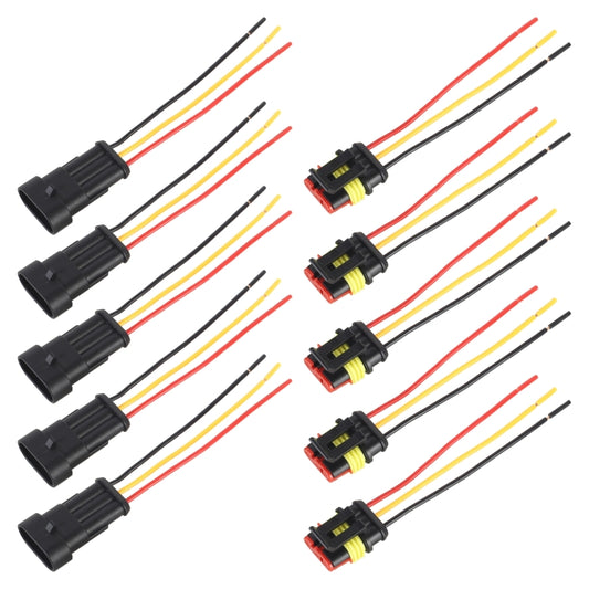 10pcs 2P Car Waterproof Plug Car Connector Plug-In, Length：10cm