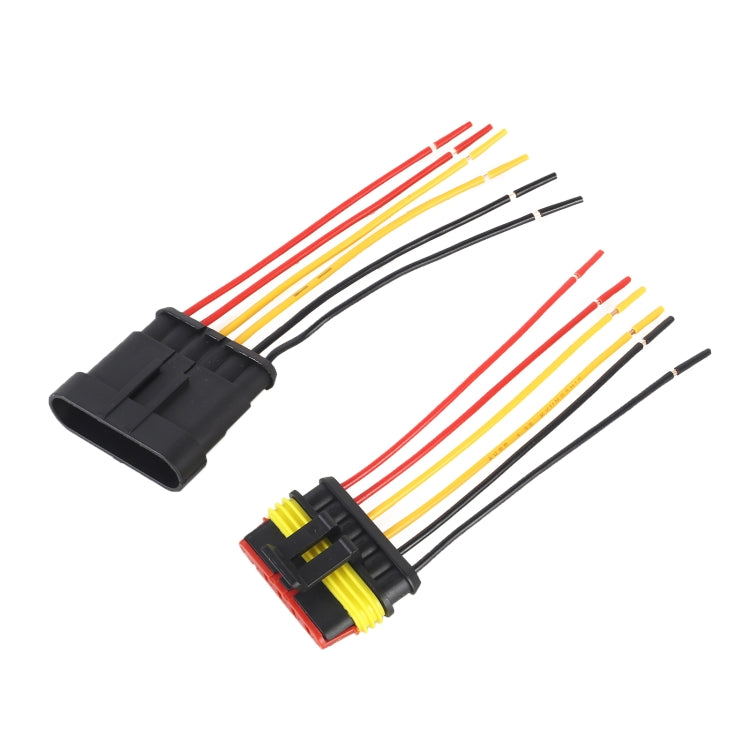 10pcs 5P Car Waterproof Plug Car Connector Plug-In, Length：10cm