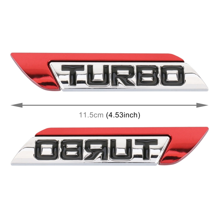 1 Pair Car Turbo Personalized Aluminum Alloy Decorative Stickers, Size: 11.5 x 2.5 x 0.5cm