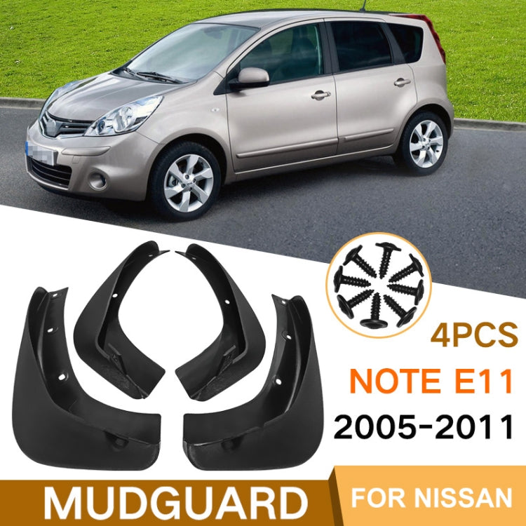 For Nissan Note E11 / LIVINA 2005-2009 4pcs/Set Car Auto Soft Plastic Splash Flaps Fender Guard
