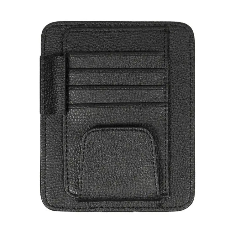 Multifunctional Car Litchi Pattern Glasses Holder Sun Visor Bill Holder