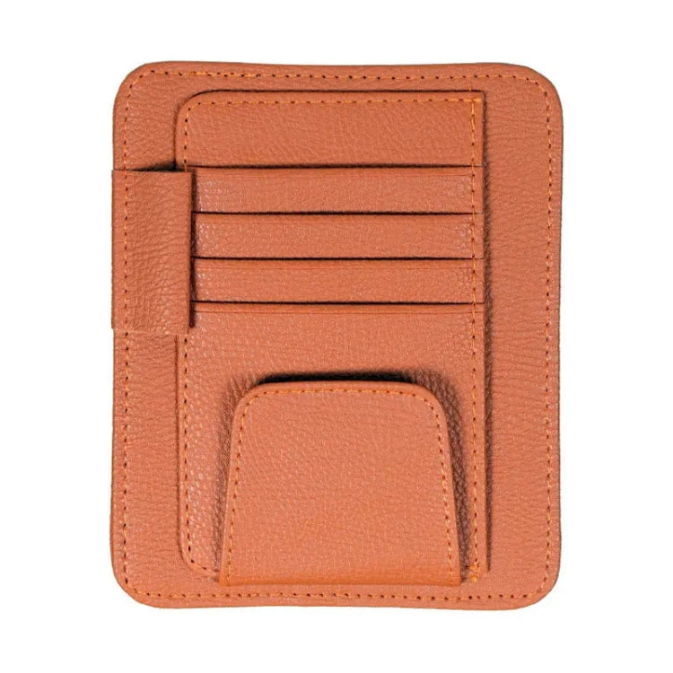 Multifunctional Car Litchi Pattern Glasses Holder Sun Visor Bill Holder
