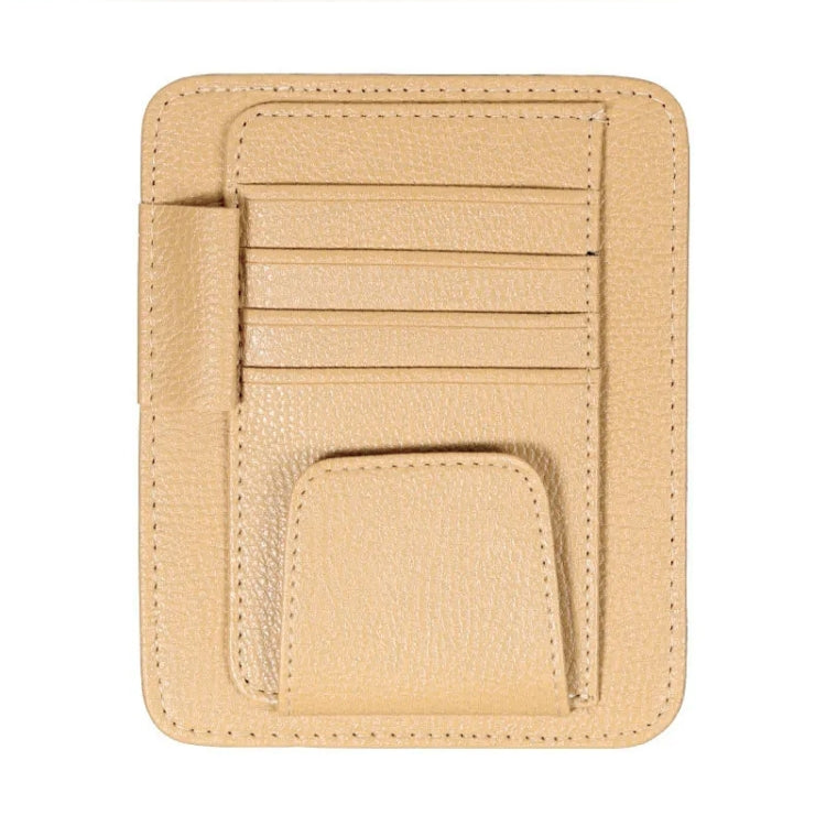 Multifunctional Car Litchi Pattern Glasses Holder Sun Visor Bill Holder