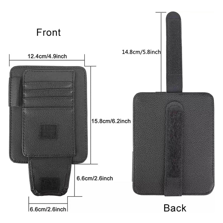 Multifunctional Car Litchi Pattern Glasses Holder Sun Visor Bill Holder