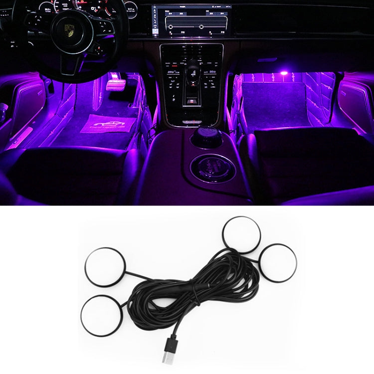 Car 4 in 1 USB RGB Foot LED Atmosphere Light