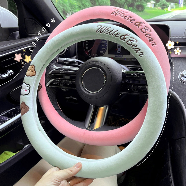 Round Style Car Universal Cartoon Pattern Plush Warm Anti-skid Steering Wheel Cover, Diameter: 38cm