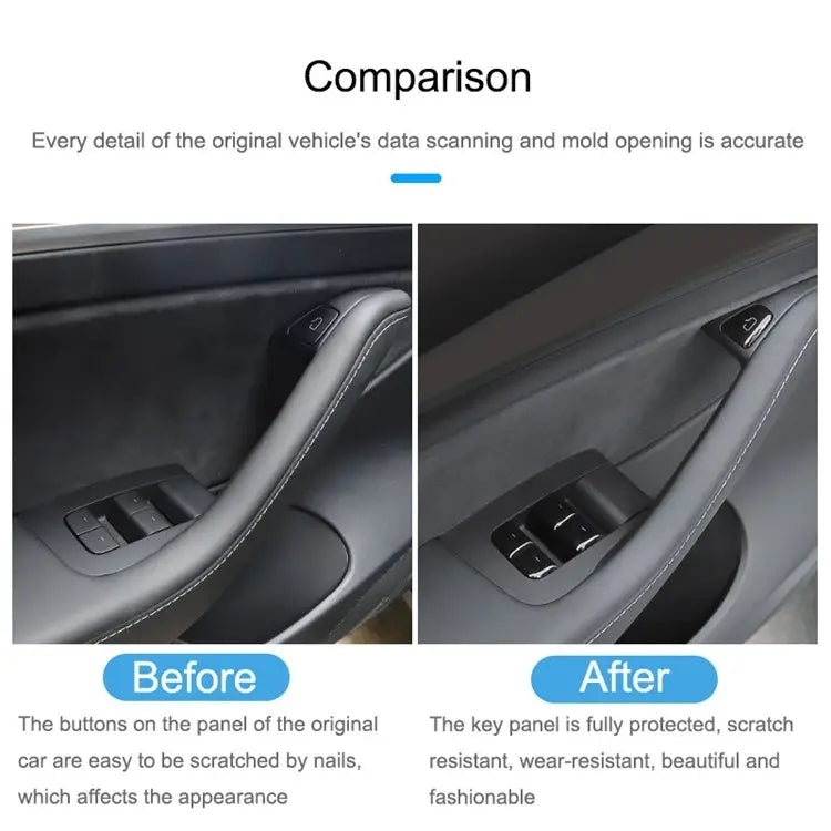 For Tesla Model 3 / Y 11pcs / Set Car Window Lift Button PU Adhesive Decorative Sticker