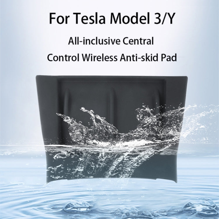 For Tesla Model 3 / Y Car Center Console Mobile Phone Wireless Charging Silicone Anti-slip Mat