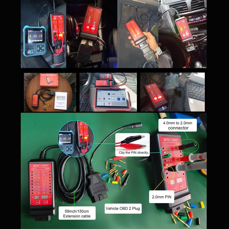 WOYO CTB007 CAN Tester Box 12V 24V OBD2 Breakout Box with 27 in / 59 in Cable Cable for All Car Automotive Diagnostic Tool