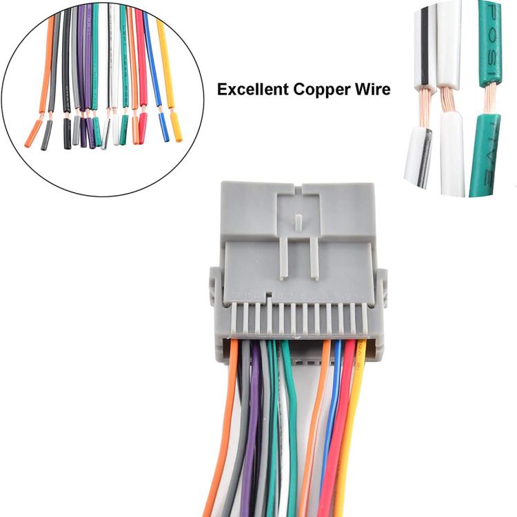 Car Stereo Radio Wiring Pigtail Harness for GMC, Power Cable for GMC + ACC + Antenna Adapter