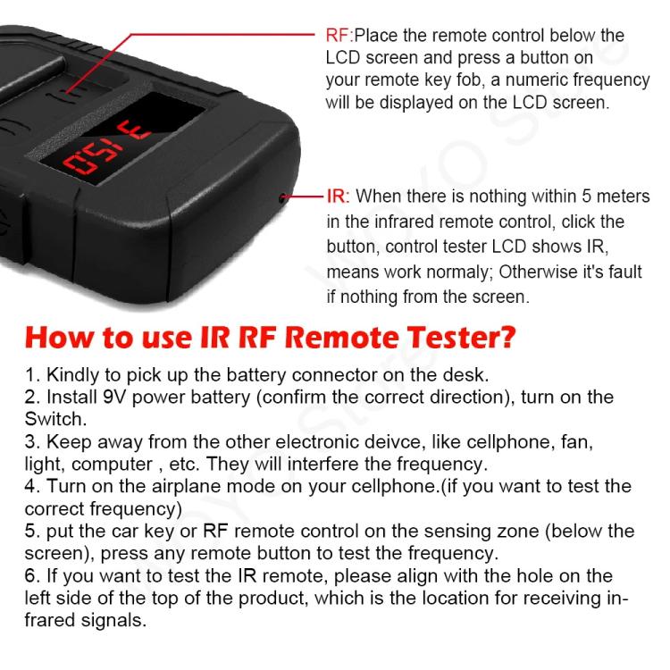 WOYO PL001 Car Remote Control Tester 10-1000MHZ RF IR Infrared Wireless Digital Frequency Tester for Truck Door Key Remote Clone
