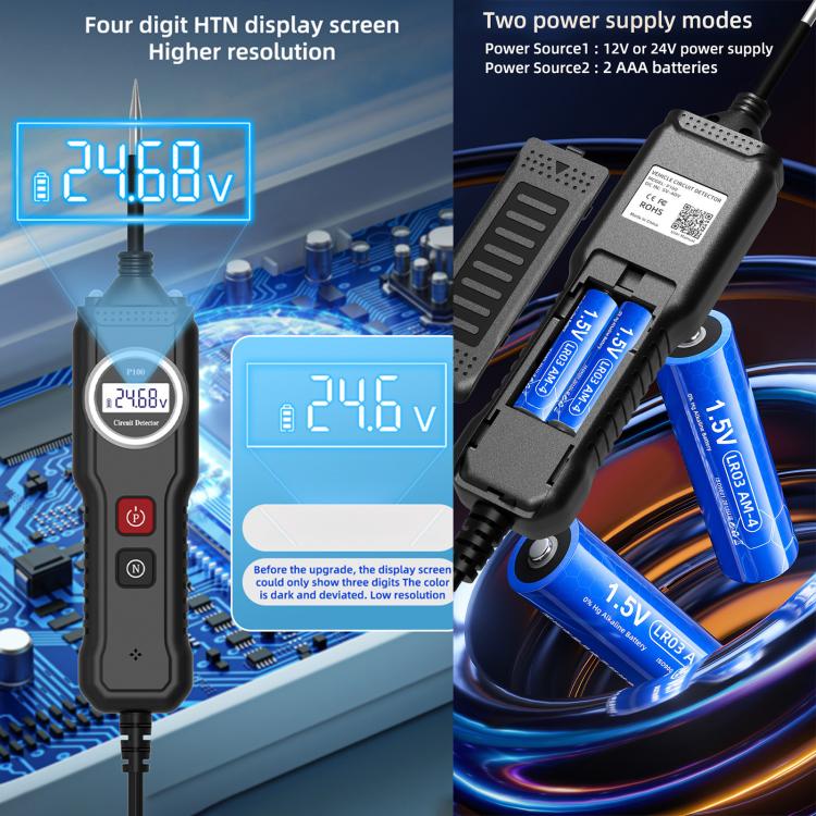 P100 5V-40V Electric Circuit Tester, Two Power Supply, Cable Length: 1.53m