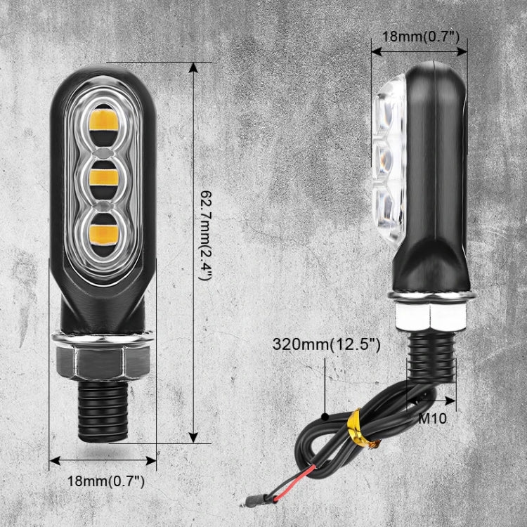 2pcs 12V 3LEDs Motorcycle Mini Water Turn Signal Light