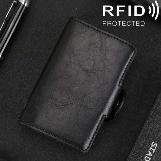 X-7 Antimagnetic RFID  Multi-functional Aluminum Crazy Horse Texture Leather Card Bag Wallet