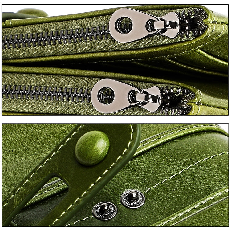 3520 Long Cowhide Leather Folding Anti-magnetic RFID Wallet for Ladies, with Card Slots