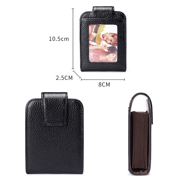 KB189 Vertical Cowhide Leather Organ Shape Multiple Card Slots Anti-magnetic RFID Wallet for Ladies, with Transparent Window, KB189 Sapphire Blue, KB189 Black, KB189 Purple, KB189 Rose Red