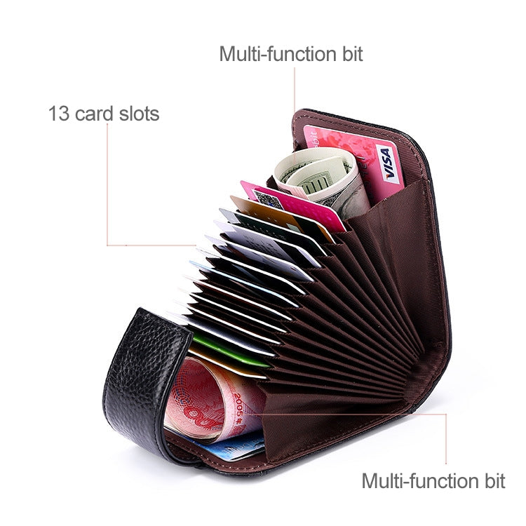 KB189 Vertical Cowhide Leather Organ Shape Multiple Card Slots Anti-magnetic RFID Wallet for Ladies, with Transparent Window, KB189 Sapphire Blue, KB189 Black, KB189 Purple, KB189 Rose Red