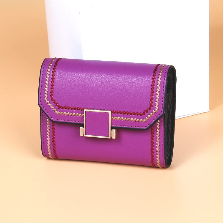 KB190 Cover Type Snap Button Cowhide Leather Organ Shape Multiple Card Slots Anti-magnetic RFID Wallet for Ladies