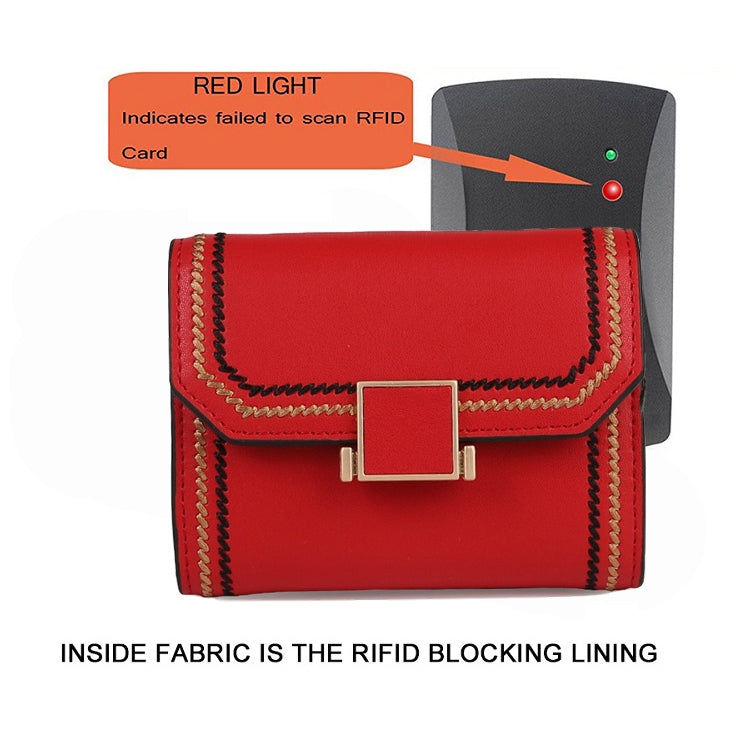 KB190 Cover Type Snap Button Cowhide Leather Organ Shape Multiple Card Slots Anti-magnetic RFID Wallet for Ladies