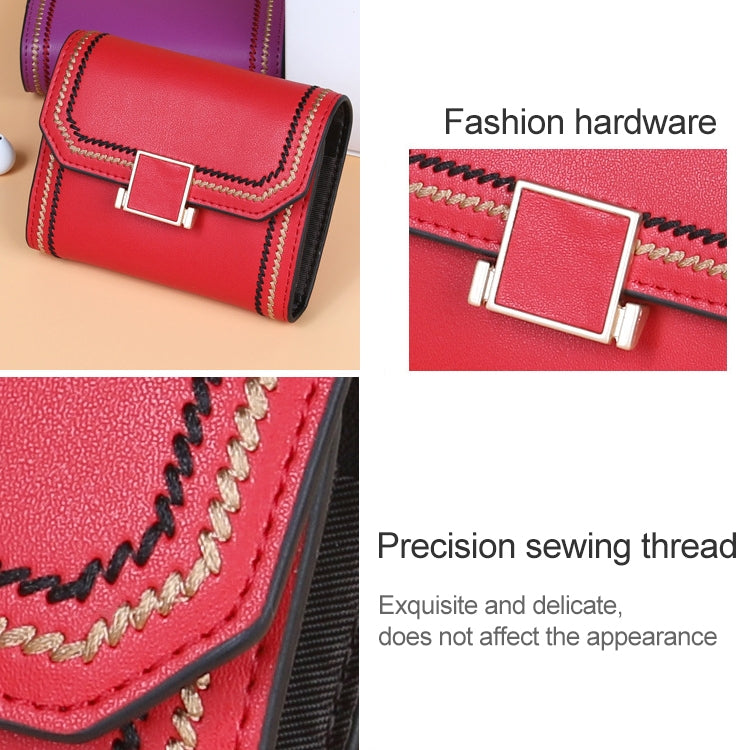 KB190 Cover Type Snap Button Cowhide Leather Organ Shape Multiple Card Slots Anti-magnetic RFID Wallet for Ladies