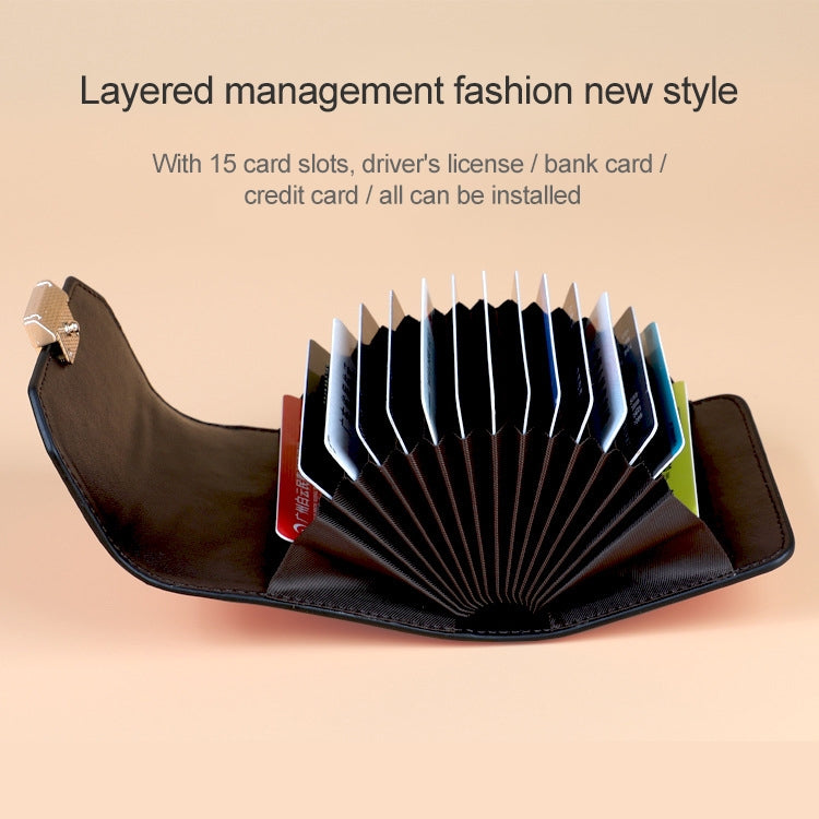 KB190 Cover Type Snap Button Cowhide Leather Organ Shape Multiple Card Slots Anti-magnetic RFID Wallet for Ladies