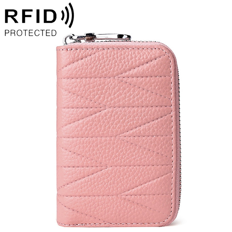 KB191 Zipper Cowhide Leather Organ Shape Multiple Card Slots Anti-magnetic RFID Wallet Clutch Bag for Ladies