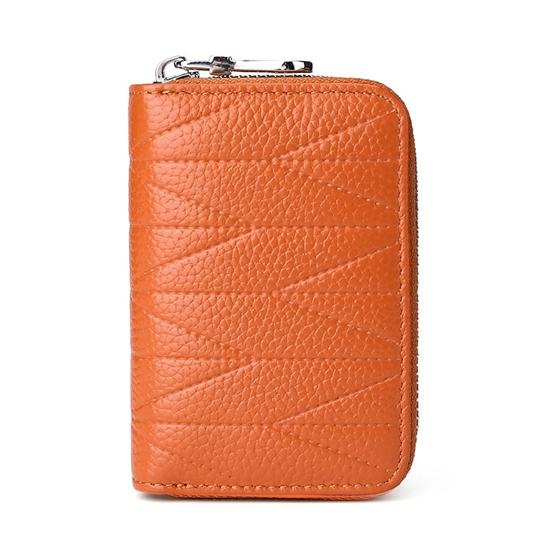 KB191 Zipper Cowhide Leather Organ Shape Multiple Card Slots Anti-magnetic RFID Wallet Clutch Bag for Ladies