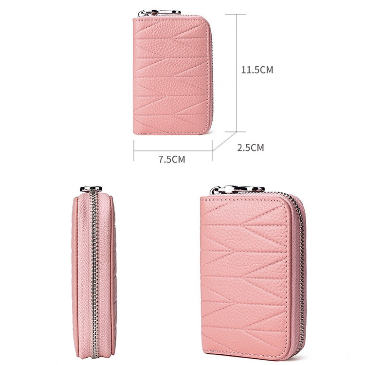 KB191 Zipper Cowhide Leather Organ Shape Multiple Card Slots Anti-magnetic RFID Wallet Clutch Bag for Ladies