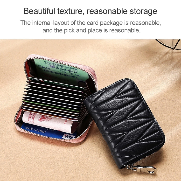 KB191 Zipper Cowhide Leather Organ Shape Multiple Card Slots Anti-magnetic RFID Wallet Clutch Bag for Ladies