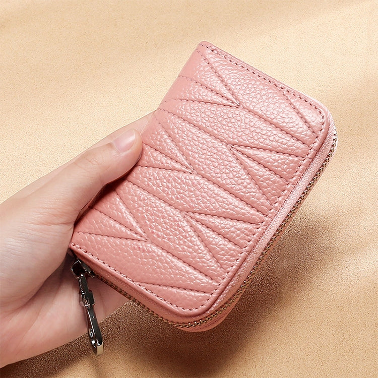KB191 Zipper Cowhide Leather Organ Shape Multiple Card Slots Anti-magnetic RFID Wallet Clutch Bag for Ladies