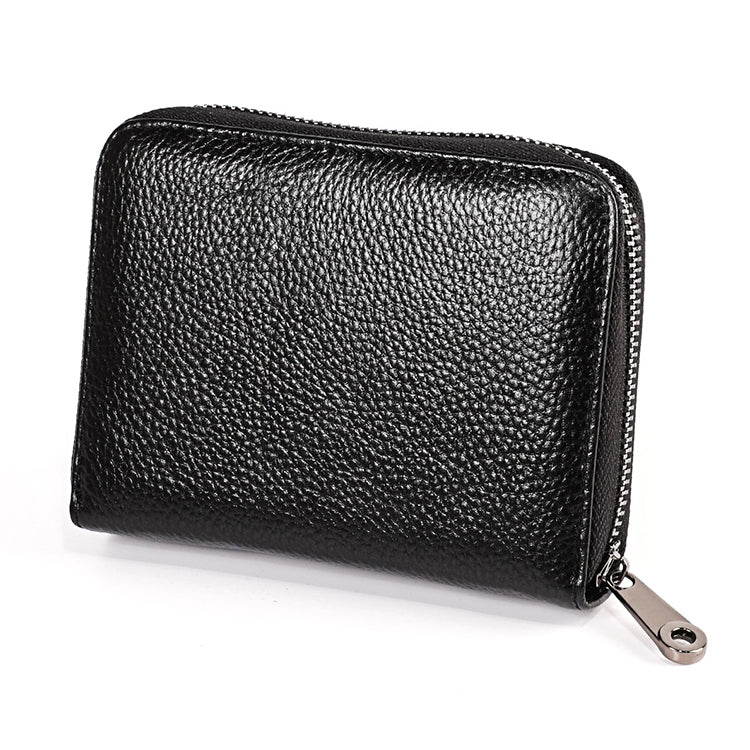 KB195 Zipper Cowhide Leather Double Row Organ Shape Multiple Card Slots Anti-magnetic RFID Wallet Clutch Bag for Ladies