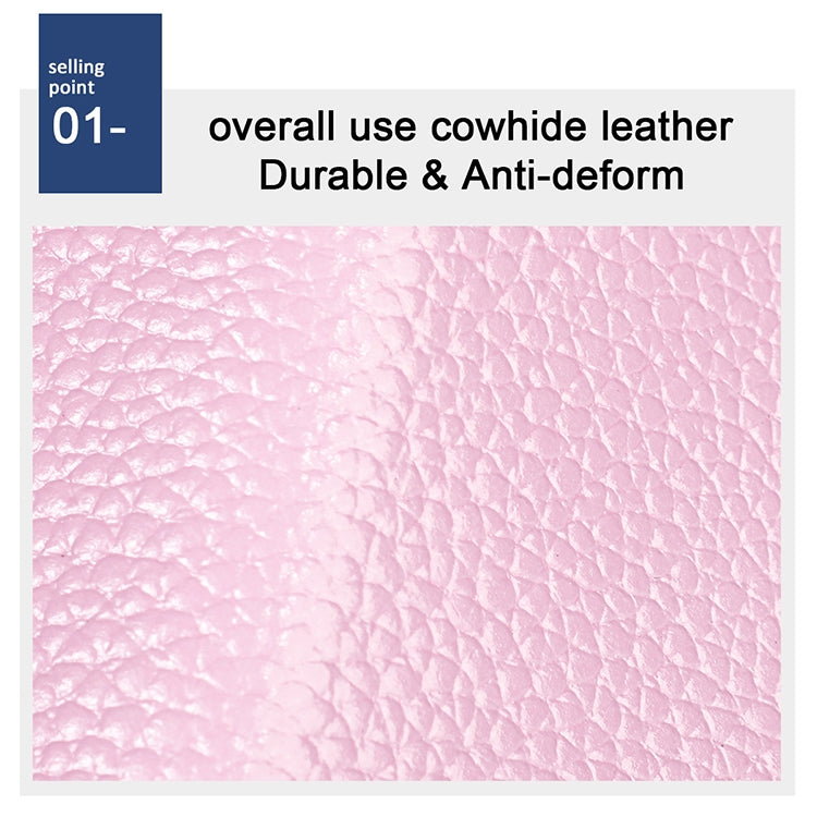 KB195 Zipper Cowhide Leather Double Row Organ Shape Multiple Card Slots Anti-magnetic RFID Wallet Clutch Bag for Ladies