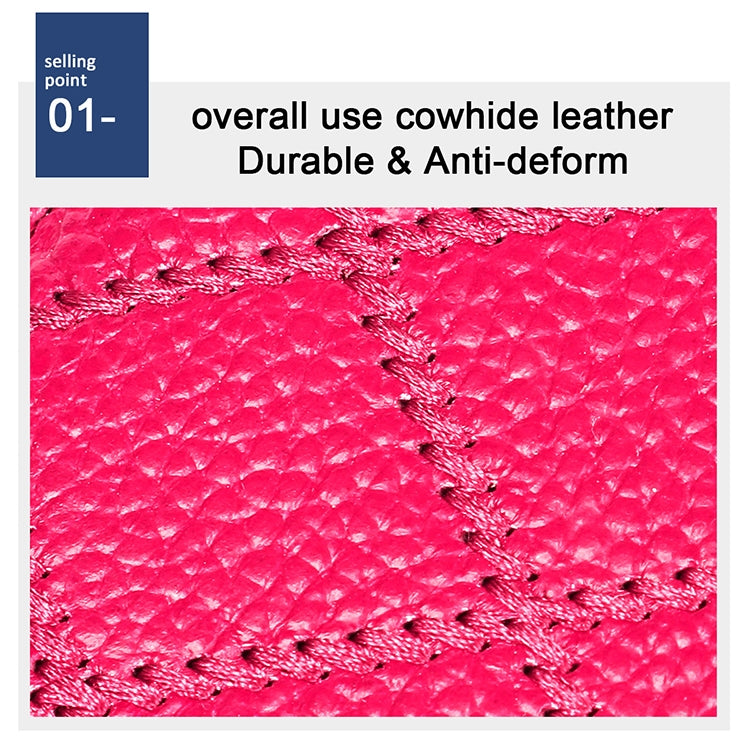 KB213 Diamond Texture Zipper Cowhide Leather Double Row Organ Shape Multiple Card Slots Anti-magnetic RFID Wallet Clutch Bag for Ladies