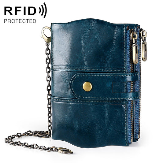 LT3539 Cowhide Leather Zipper Buckle Anti-magnetic RFID Wallet Clutch Bag for Men, with Card Slots & Shoulder Strap, LT3539 Shoulder Strap Blue, LT3539 Strap Red, LT3539 Yellowish-brown