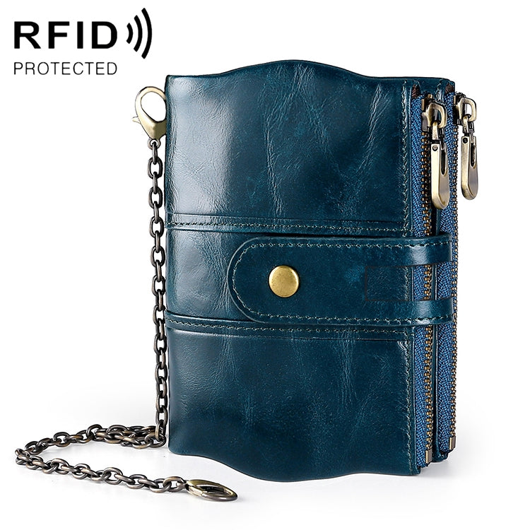 LT3539 Cowhide Leather Zipper Buckle Anti-magnetic RFID Wallet Clutch Bag for Men, with Card Slots & Shoulder Strap
