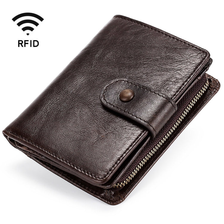 TP-201 Crazy Horse Leather Multi-functional Lather RFID Clasp Retro Wallet