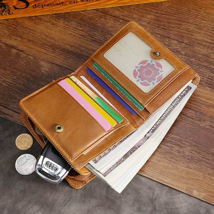 TP-195 Oilskin Leather Multi-functional Change Purse RFID Leather Wallet