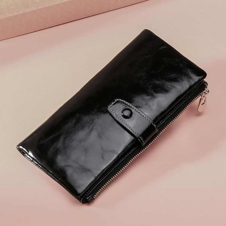 TP-189 Oilskin Leather Multi-functional Zipper RFID Leather Wallet
