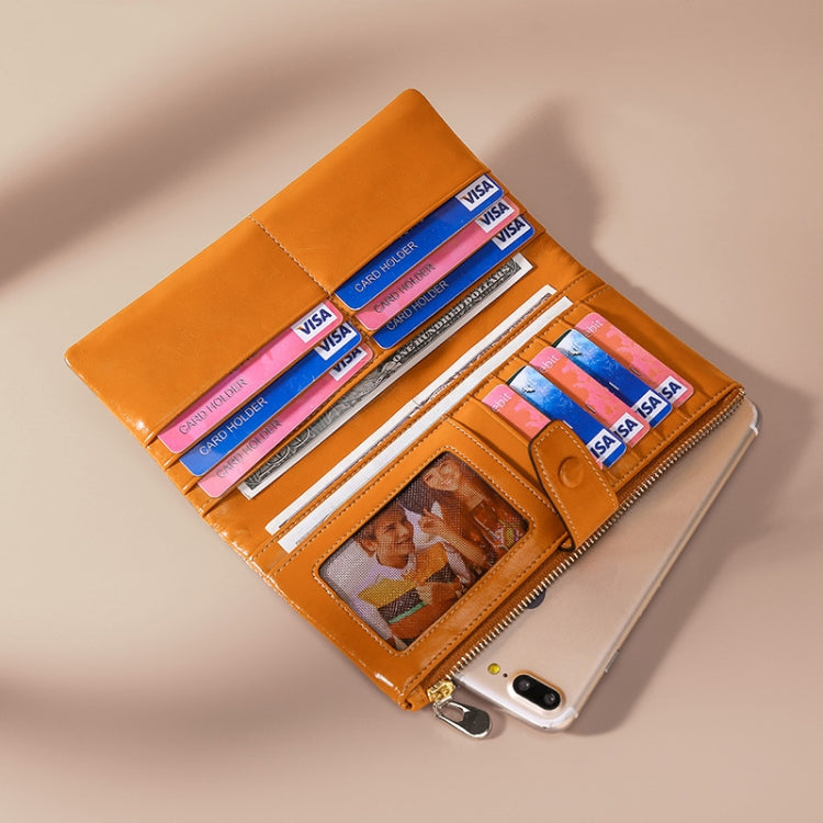 TP-189 Oilskin Leather Multi-functional Zipper RFID Leather Wallet