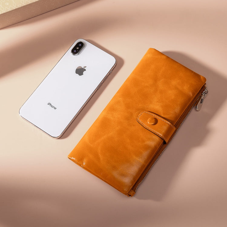 TP-189 Oilskin Leather Multi-functional Zipper RFID Leather Wallet