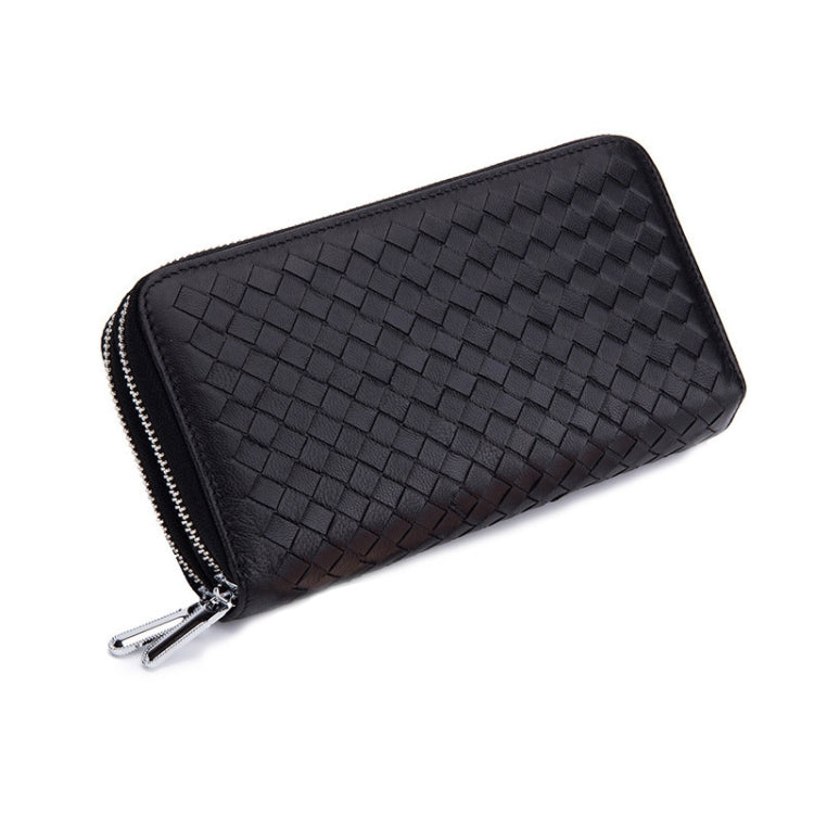 Sheepskin Weave Double Zipper Large Capacity Multiple-Card RFID Anti-Theft Wallet Bag