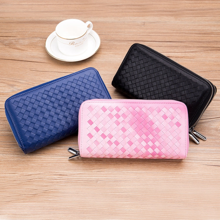 Sheepskin Weave Double Zipper Large Capacity Multiple-Card RFID Anti-Theft Wallet Bag