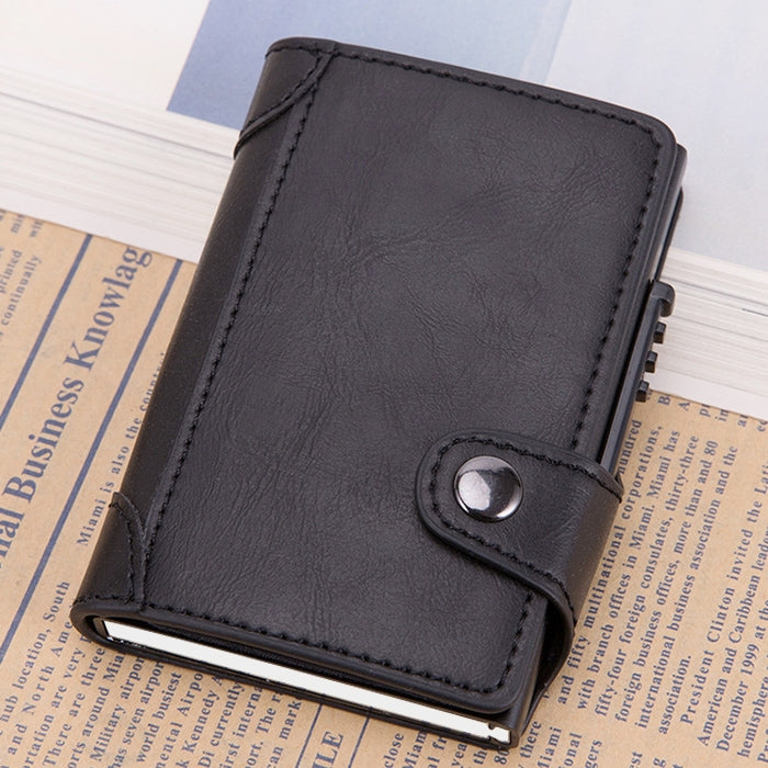 X-51 Automatically Pop-up Card Type Anti-magnetic RFID Anti-theft PU Leather Wallet with Card Slots