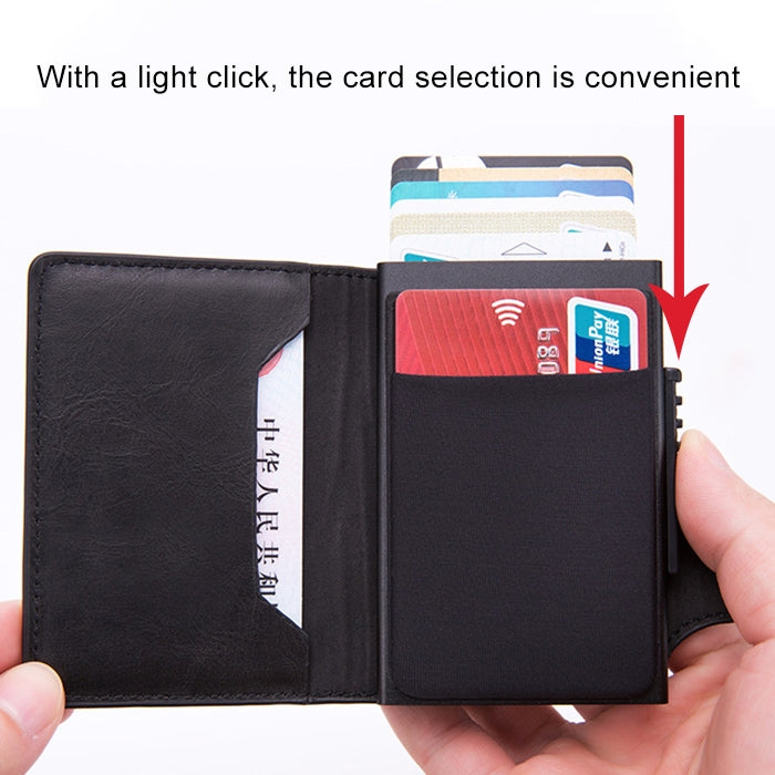 X-51 Automatically Pop-up Card Type Anti-magnetic RFID Anti-theft PU Leather Wallet with Card Slots