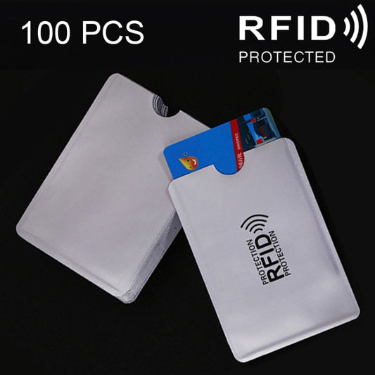 100 PCS Aluminum Foil Card Protective Cover Case RFID Blocking Safety Shield Identity Sleeves Cards Bag, Size: 9.1*6.3cm