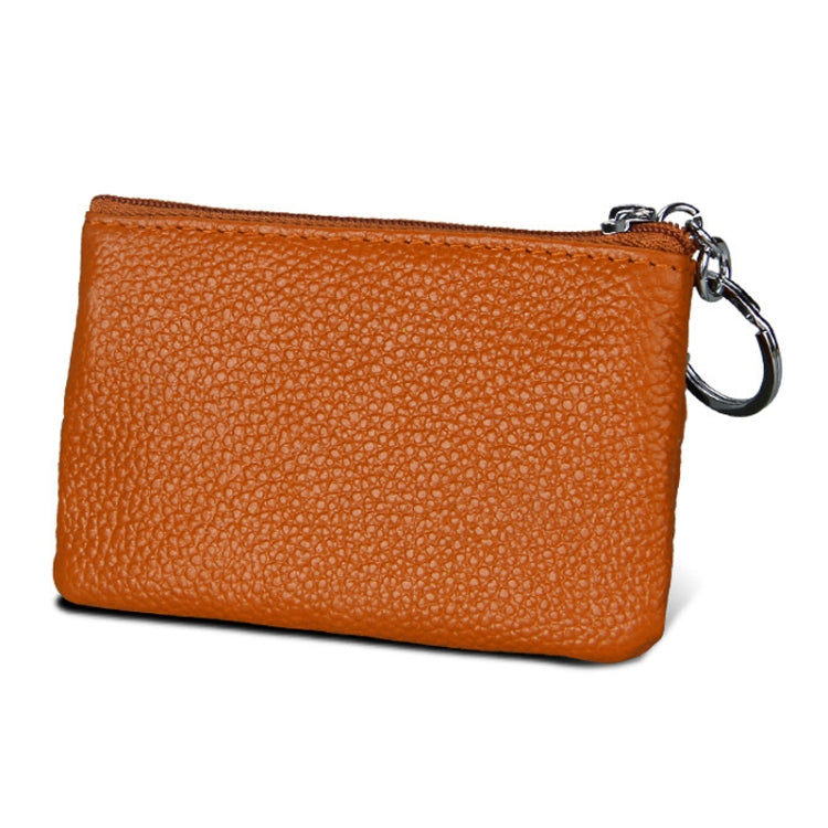 Cowhide Leather Zipper Solid Color Horizontal Card Holder Wallet RFID Blocking Coin Purse Card Bag Protect Case, Size: 11.4*7.4cm