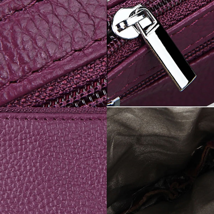 Cowhide Leather Zipper Solid Color Horizontal Card Holder Wallet RFID Blocking Coin Purse Card Bag Protect Case, Size: 11.4*7.4cm