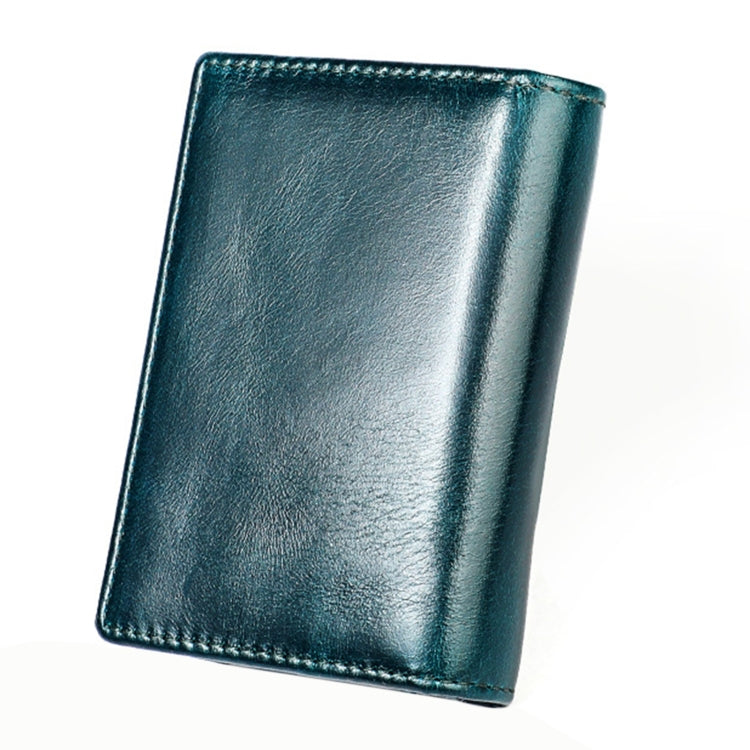 KB86 Genuine Cowhide Leather Solid Color Card Holder Wallet RFID Blocking Coin Purse Card Bag Protect Case with 5 Card Slots & Photo Frame & Business Card Position, Size: 10.6*7.6*1.8 cm